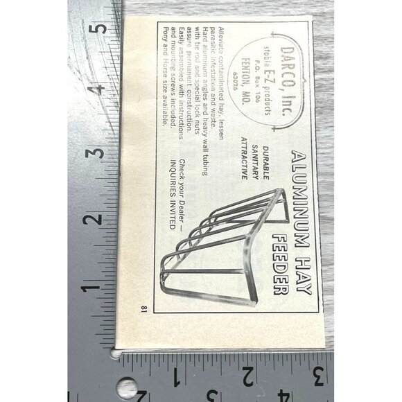 Darco Aluminum Hay Feeder Vintage Print Ad 60s Stable Products Fenton MO - Picture 2 of 6